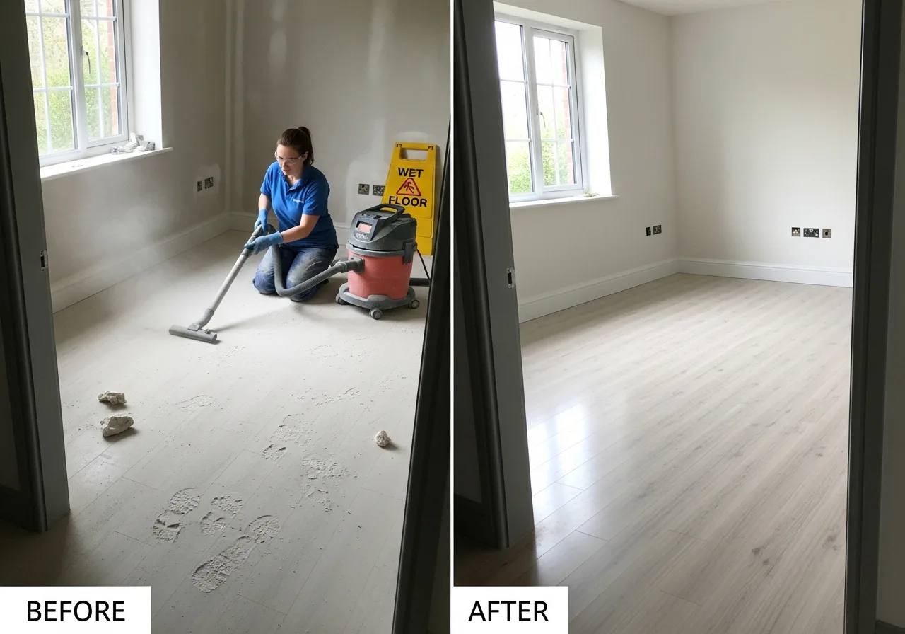 After builders cleaning removing construction dust in a property — Multrex serving Thurrock, London, Kent and surrounding areas