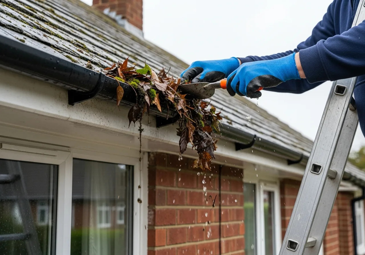 Gutter cleaning service on a residential property across Thurrock, London, Kent and surrounding areas